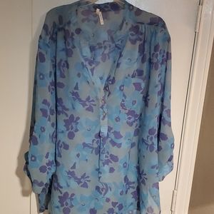 3x floral tunic shear blouse